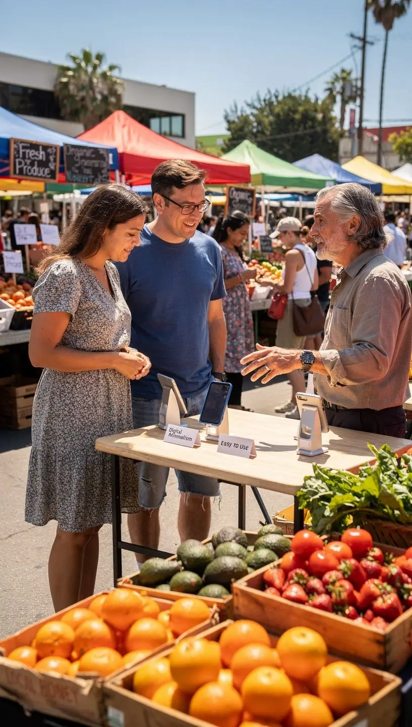 Minimalist workspace with digital devices and decluttering tools